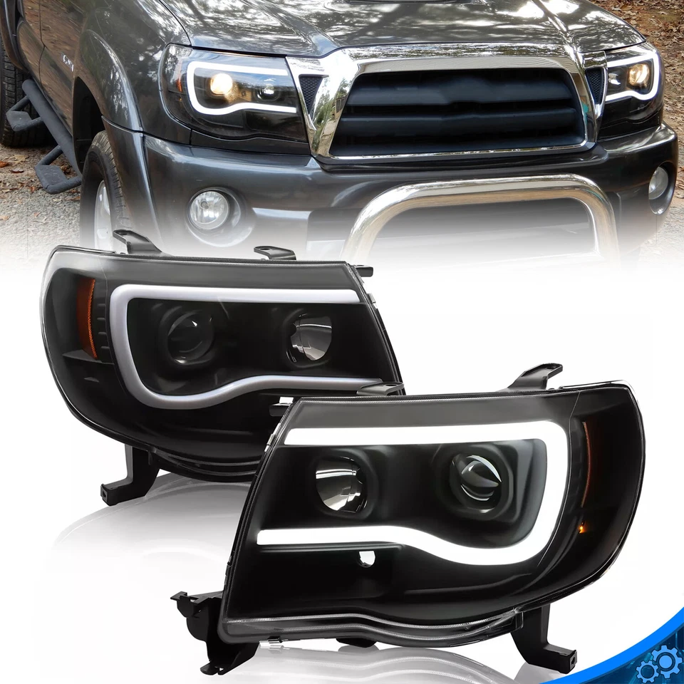 Faros proyectores tubo LED carcasa negra para Toyota Tacoma 2005-2011 Foto 1 de 4