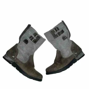 Botas de cuero Sorel Major Pull On perforadas corte láser beige y gris para mujer 8 - Imagen 1 de 14