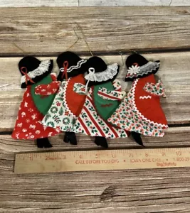 Juego De 4 Adornos De Navidad Estilo Holly Hobbie Hechos A Mano De Colección - Imagen 1 de 2