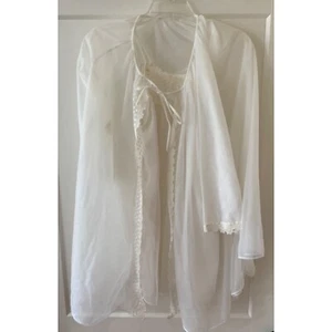 Transparentes Nachthemd Set elfenbein/cremeweiß Kleid Morgenmantel von Worth 50er-60er Jahre - Bild 1 von 11