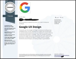Aide Google UX Design Certificat Professionnel Coursera, Guide Aide - Photo 1 sur 2