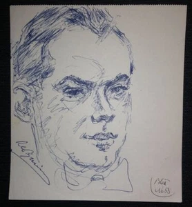 Werner Knoth Original Zeichnung Portrait signiert Einzelstück Kunstwerk Unikat - Picture 1 of 1