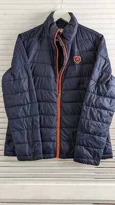 Chaqueta acolchada para mujer Chicago Bears NFL talla mediana azul oscuro naranja logotipo Foto 1 de 4