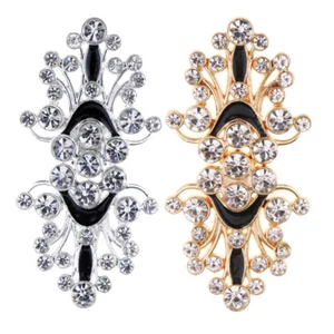 1 Pair Flower Crystal Rhinestone Applique Clothing Dress Decor Sewing Craft - Picture 1 of 4