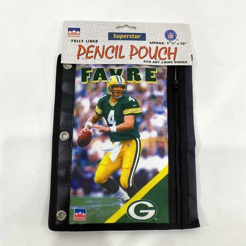 NWT VTG 90s Starline Pencil Pouch 3 Ring Binder Brett Favre Packers NFL Football Cover