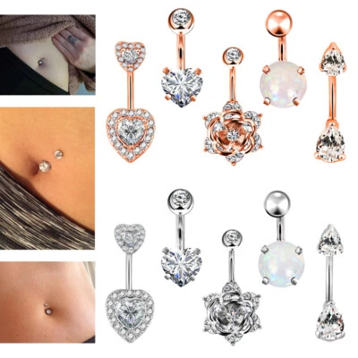 5 PIEZAS Acero Quirúrgico Ombligo Anillos Barra Ombligo Barra Perno Cuerpo Piercing 14G Foto 1 de 4