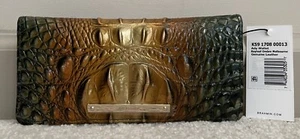 Brahmin Melbourne ADY Slim Bifold Lthr Wallet BAYLEAF OMBRE Green Brown Gold NWT - Picture 1 of 10