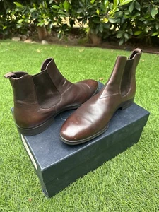 Prada Calzature Uomo Vintage Brown Leather Chelsea boots size 9 men - Picture 1 of 16