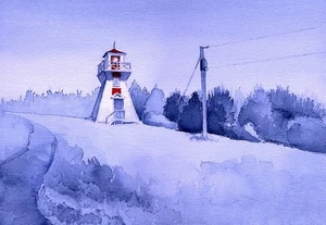 Warren Cove Lighthouse, Prince Edward Island Canada. James Mann Art Notecards - Picture 1 of 2