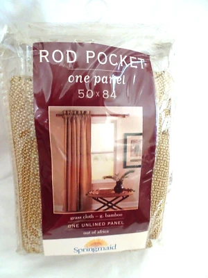 Springmaid 1 Rod Pocket Drapery Panel 50"x 84"  Grass Cloth G. Bamboo NIP Beige - Image 1 of 4