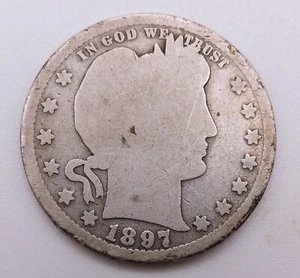 1897 S Silver Barber Quarter Key Date - Picture 1 of 2