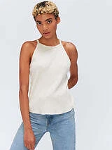 Camiseta sin mangas Threads 4 Thought Marfil para mujer Elpis dobladillo acanalado cami L Foto 1 de 4