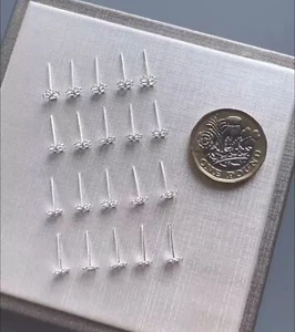 Fine Silver 5mm Clover Stud Earrings Nose Studs - 20 Pairs - Picture 1 of 6