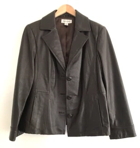Giacca blazer vintage PRESTON YORK pelle marrone taglia L MORBIDA-pelle di agnello usata in ottime condizioni Y2K - Foto 1 di 9