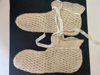 Zapatillas de casa vintage tejidas a mano para mujer botines años 40 nunca usadas Foto 1 de 3