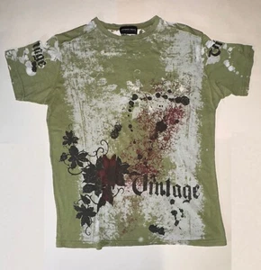 Johnny Max T-shirt uomo grafica verde "vintage" manica corta M - Foto 1 di 3