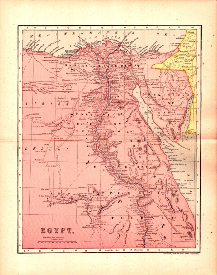 EGYPT, AFRICA Antique original map 1904 - Image 1 of 1