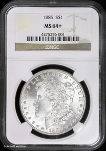 1885-P $1 Morgan Silver Dollar NGC MS 64+ | Uncirculated UNC BU - Picture 1 of 4