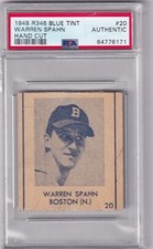 1948 R346 Blue Tint #20 Warren Spahn PSA A Boston Braves