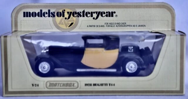 Y-24 1927 Bugatti T-44 Matchbox Models of Yesteryear Black Yellow 1978 - Image 1 of 1