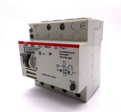 ABB FI2 40A 500mA FI Typ A FI2-LF40/500 Schutzschalter -used- - Image 1 of 4