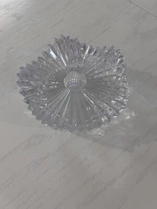 Crystal Candle Holder For Taper Candle Paper Weight Clear Round  1.5" Tall x 4" - Picture 1 of 5