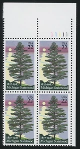 USA - 1987 Michigan Statehood - SC# 2246 Plate Block of 4 Mint NH OG - Bild 1 von 2
