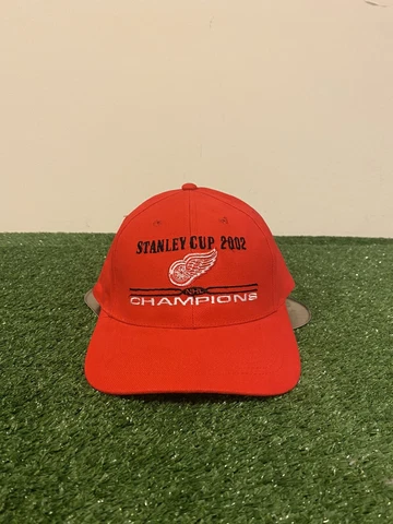 Vintage Headmaster Detroit Red Wings 2002 Stanley Cup Champs strapback hat Cover