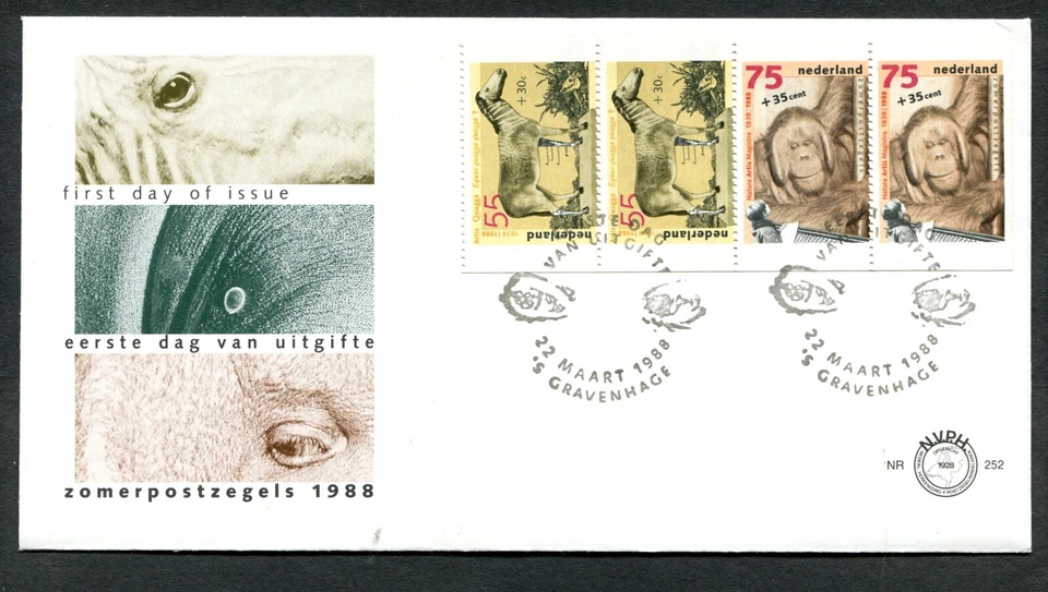 NETHERLANDS 1988, "MAN & ZOO", PANE OF BOOKLET Scott B640a on F.D.C. - Image 1 of 1