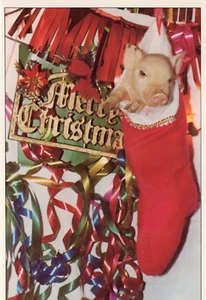 'TWAS THE NIGHT BEFORE CHRISTMAS Adorable Stocking Piglet 1980 George Dudley - Picture 1 of 4