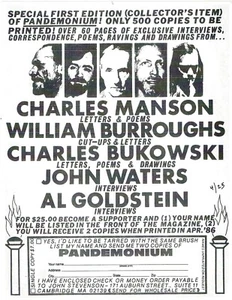 WILLIAM BURROUGHS CHARLES BUKOWSKI 1986 PUBLISHER LIMITED EDITION NUMBERED FLYER - Picture 1 of 1