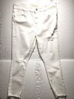 Levis Pants Womens Size 33 White Jeans Denim Distressed Raw Hem High Rise Skinny