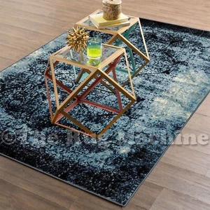 MEDINA NAVY BLUE FADED ANTIQUE OGEE DESIGN MODERN FLOOR RUG 160x230cm **NEW** - Picture 1 of 6