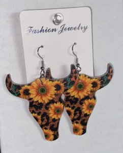 Longhorn Sunflower Earrings  - Picture 1 of 4