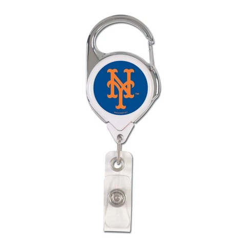 New York Mets Retractable Metal Badge Holder [NEW] MLB Key Chain ID Ring Cover