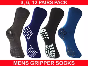 MENS THERMAL GRIPPER SLIPPER SOCKS NON SLIP WINTER WARM LOUNGE WEAR SIZE 6-11 - Picture 1 of 6