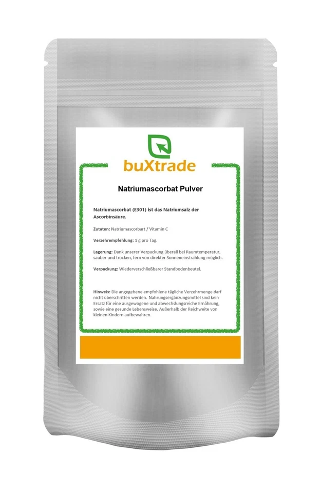 Natriumascorbat | Glutenfrei | Vegan | Vitamin C | E301 | Buxtrade vers. Größen