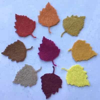 Small Felt Leaves, SILVER BIRCH, Die cut silver birch leaves, Felt Autumn Leaf - Image 1 of 4
