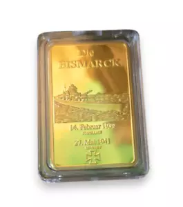 1g ein Gramm Gold 999 24Karat Barren 1 Ounce "Fine Gold" Die Bismarck - Bild 1 von 2