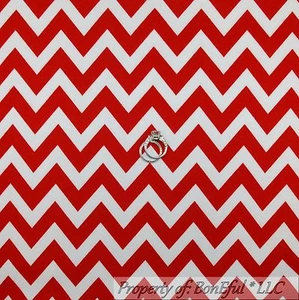 BonEful FABRIC FQ Flannel Cotton Quilt Red White STRIPE Chevron Baby Boy Girl US - Picture 1 of 6