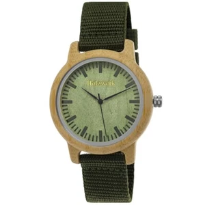 Holzwerk HERFORD Damen und Herren Textil & Holz Uhr, oliv grün, beige - Bild 1 von 7