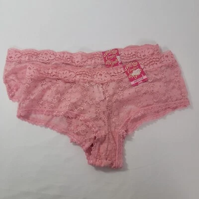 2 x CARAMELOS Rosa Encaje Encaje Hipster Bragas Nuevo con Etiquetas Ropa Interior L 7 Grande Transparente Foto 1 de 4