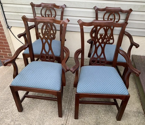 Set 4 Solid Mahogany BERNHARDT Armchair Chairs QUALITY-(PICK UP ONLY-USED) Cover