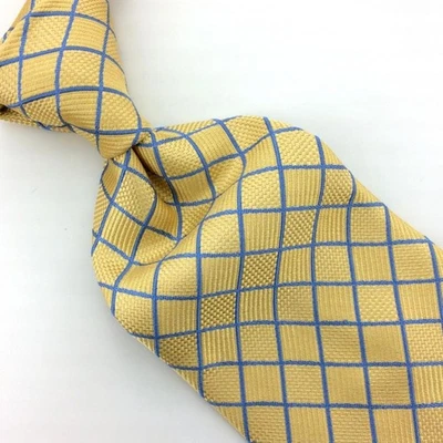 Corbata Thomas Rosa Vivo Dorado Gris Cuadros Lujo Tejida Seda Gruesa Nueva Foto 1 de 4