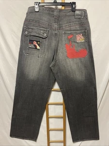 Jeans denim Ecko Unltd ricamato 1972 uomo 36 vintage Y2K skater vestibilità ampia - Foto 1 di 8