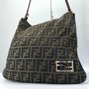 Authentic FENDI Zucca Mamma Baguette One Shoulder Bag Canvas Leather Brown - Picture 1 of 16