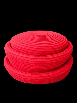 Vintage B Michael Red Wool Felt Hat Statement Sculptural Church Swirl Layered - Image 1 of 4