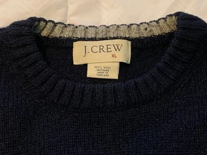 XL J CREW NAVY BLUE 100% SHETLAND WOOL SWETER EXCELLENT CONDITION - Picture 1 of 5