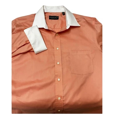 Donald J Trump  Collection Pink Long Sleeve Shirt W/White French Cuffs 17-34/35 - Image 1 of 4