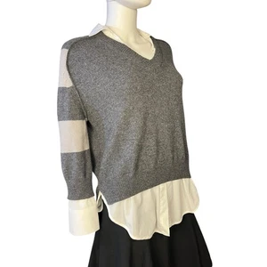 Brochu Walker Grey Collared Wool Cashmere Pullover Sweater Size Small - Picture 1 of 6